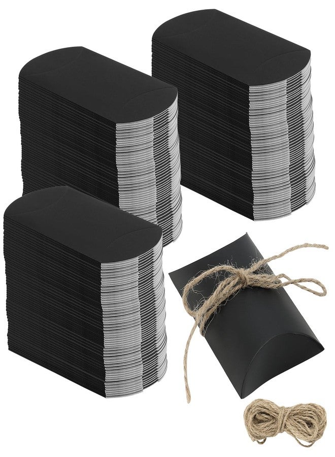 MANCHAP 200 Pack 5 x 3.5 Inch Black Large Pillow Boxes, Kraft Pillow Box with Jute Twines, Card Pillow Boxes for Weddings, Parties, Birthday - Image 1